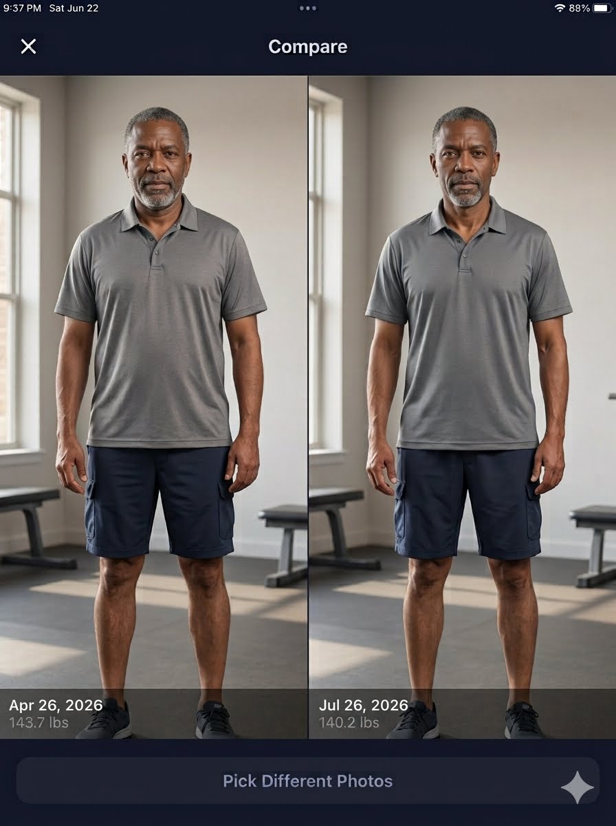BodyLens Progress Photos comparison view